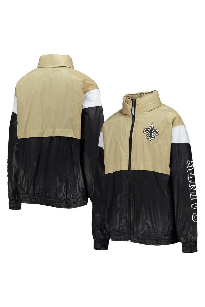 Youth Gold/Black New Orleans Saints Goal Line Stance Full-Zip Hoodie Windbreaker, Main, color, Gold