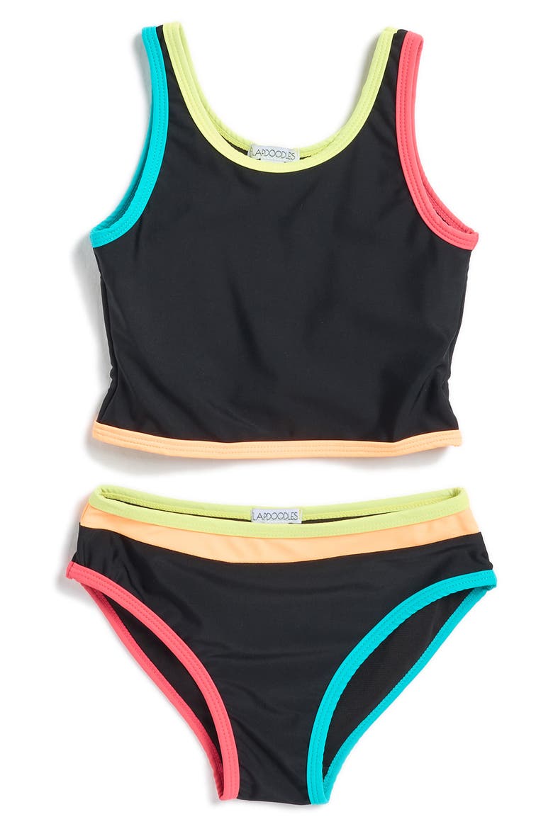 Kids' Two-Piece Tankini Swimsuit, Main, color, BLACK