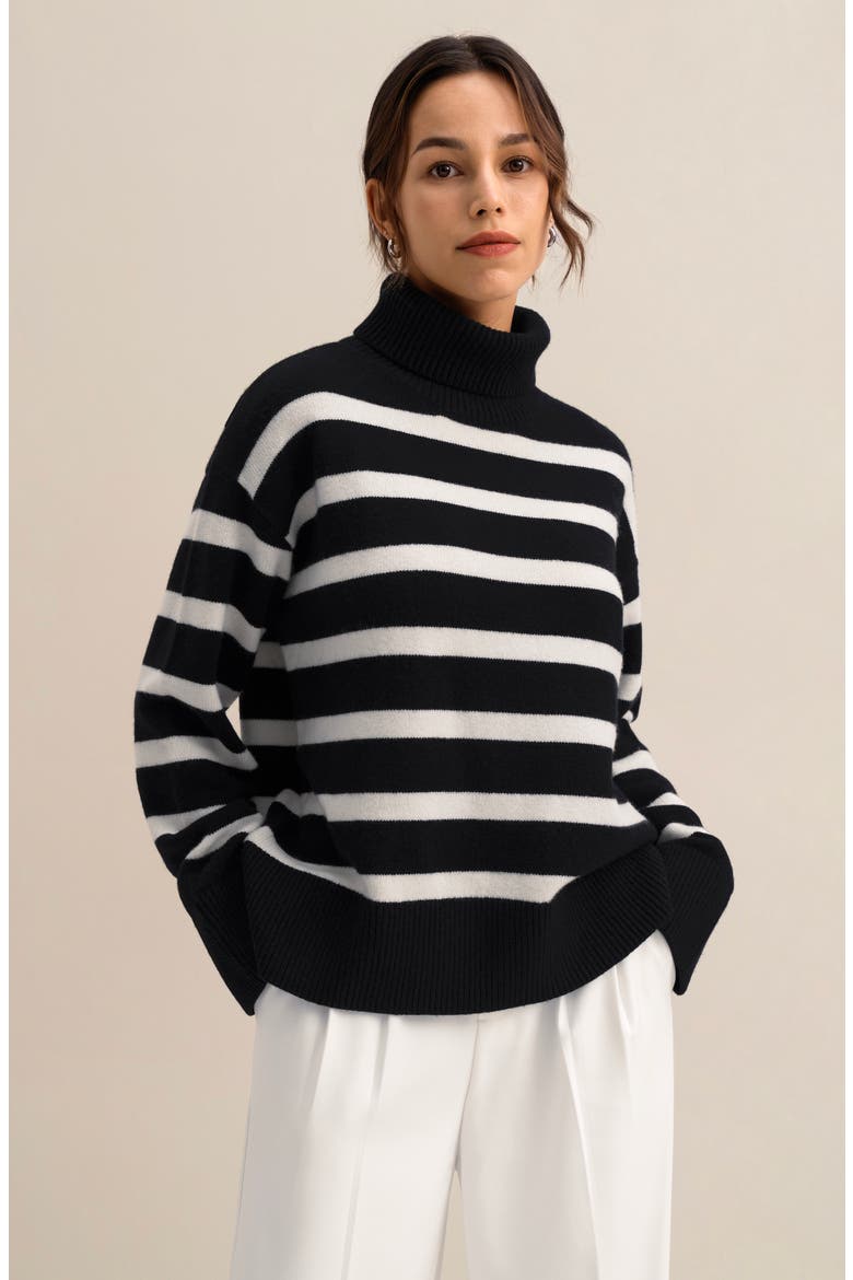 Women's Tarra Stripe Sweater, Alternate, color, Black