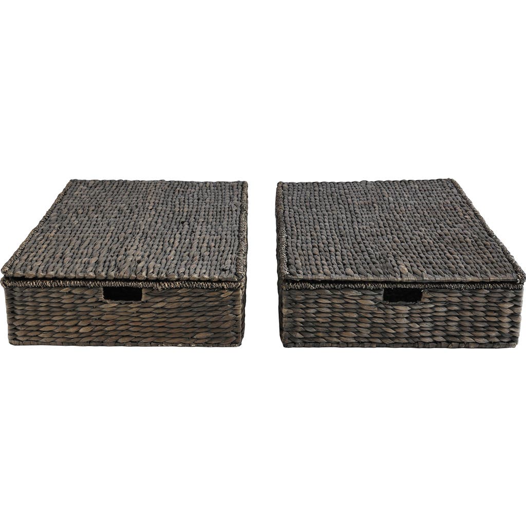 Happimess Holden 30" Classic Costal Hand-woven Hyacinth Wicker Under Bed Storage Basket With Lid In Brown
