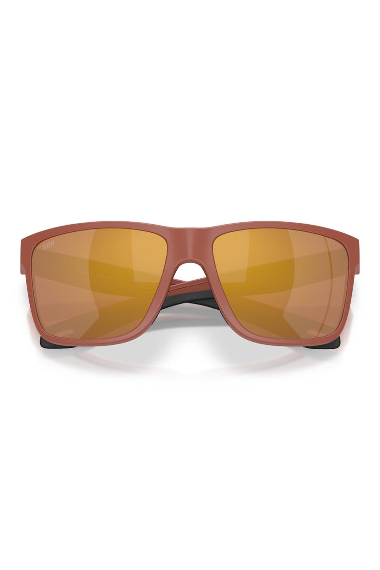 58mm Broadbill II Polarized Rectangle Sunglasses, Alternate, color, MATTE TERRA COTTA / GOLD 580G