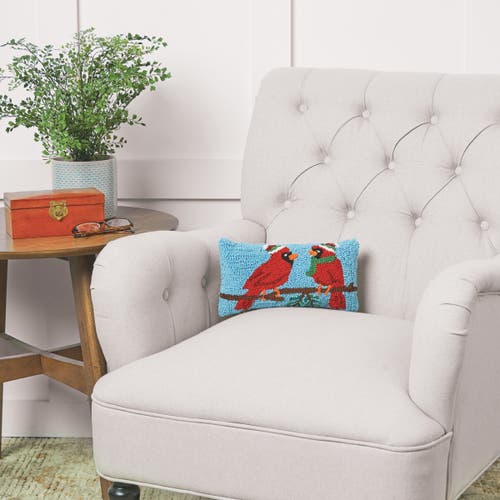 C & F Home C&f Home Winter Cardinal Hooked Small/petite Christmas Holiday Accent Pillow, 6" X 12" In Red