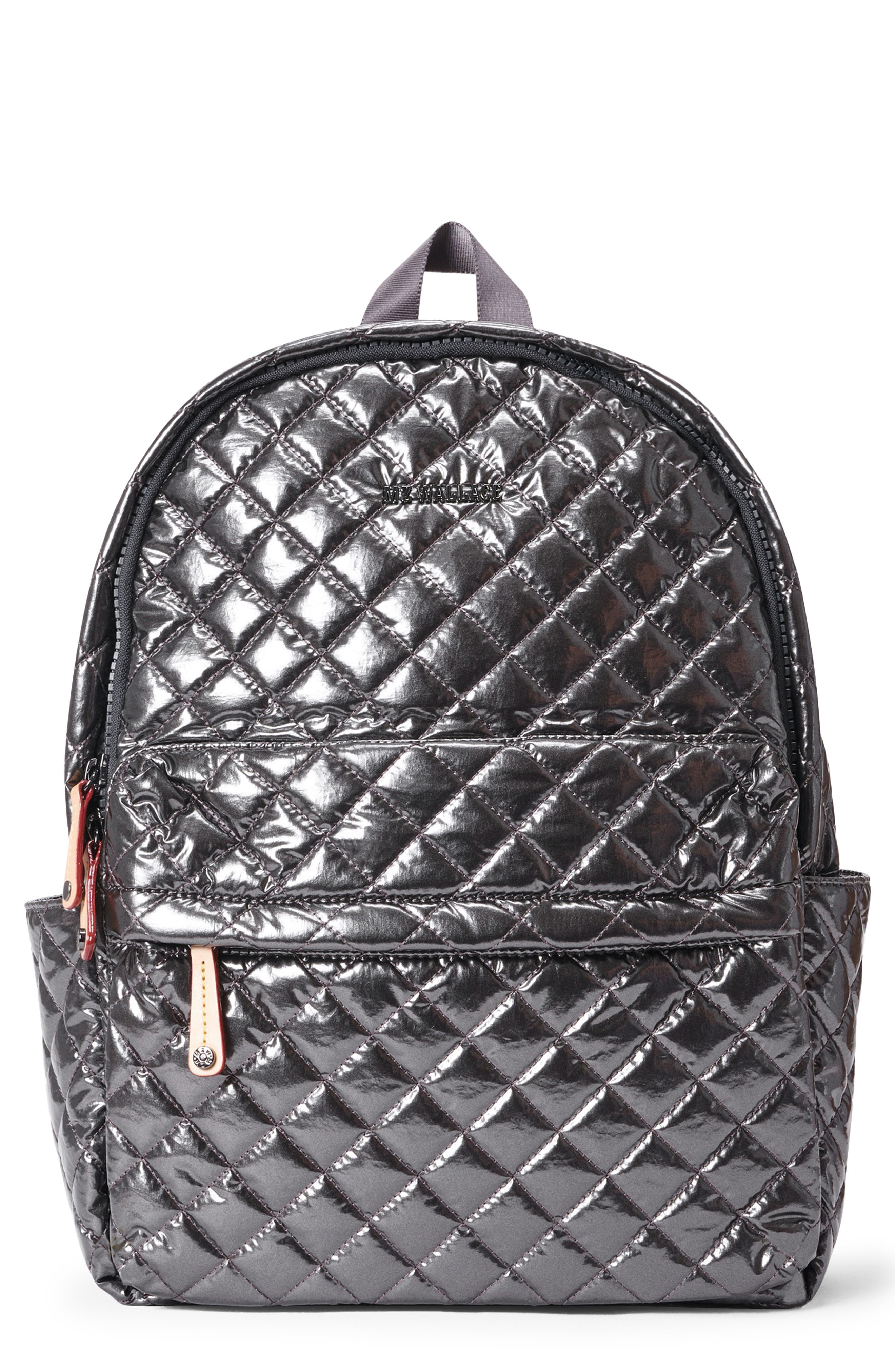 MZ Wallace City Metallic Quilted Backpack, Main, color, 