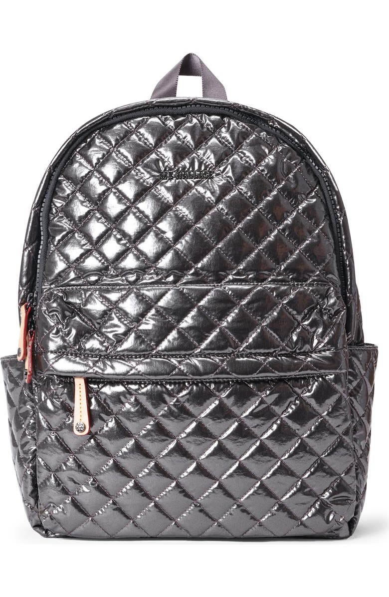 MZ Wallace City Metallic Quilted Backpack, Main, color,