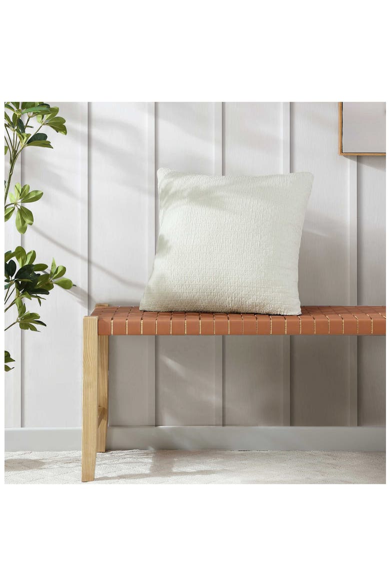Wave Texture Square Accent Pillow, Alternate, color, WHITE