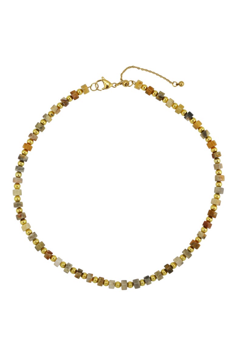 Gender Inclusive Beaded Necklace, Main, color, BROWN/GOLD