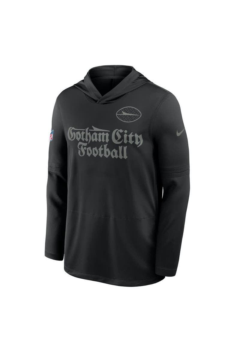 Men's Nike Black New York Jets 2025 Rivalries Collection Sideline Dri-FIT Long Sleeve Hoodie T-Shirt, Alternate, color, Black