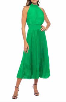 Oleg Cassini Pleated Midi Dress