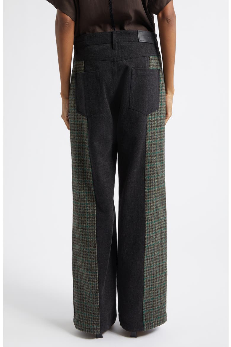 Cesaire Wool Houndstooth & Cotton Twill Pants, Alternate, color, JUNGLE
