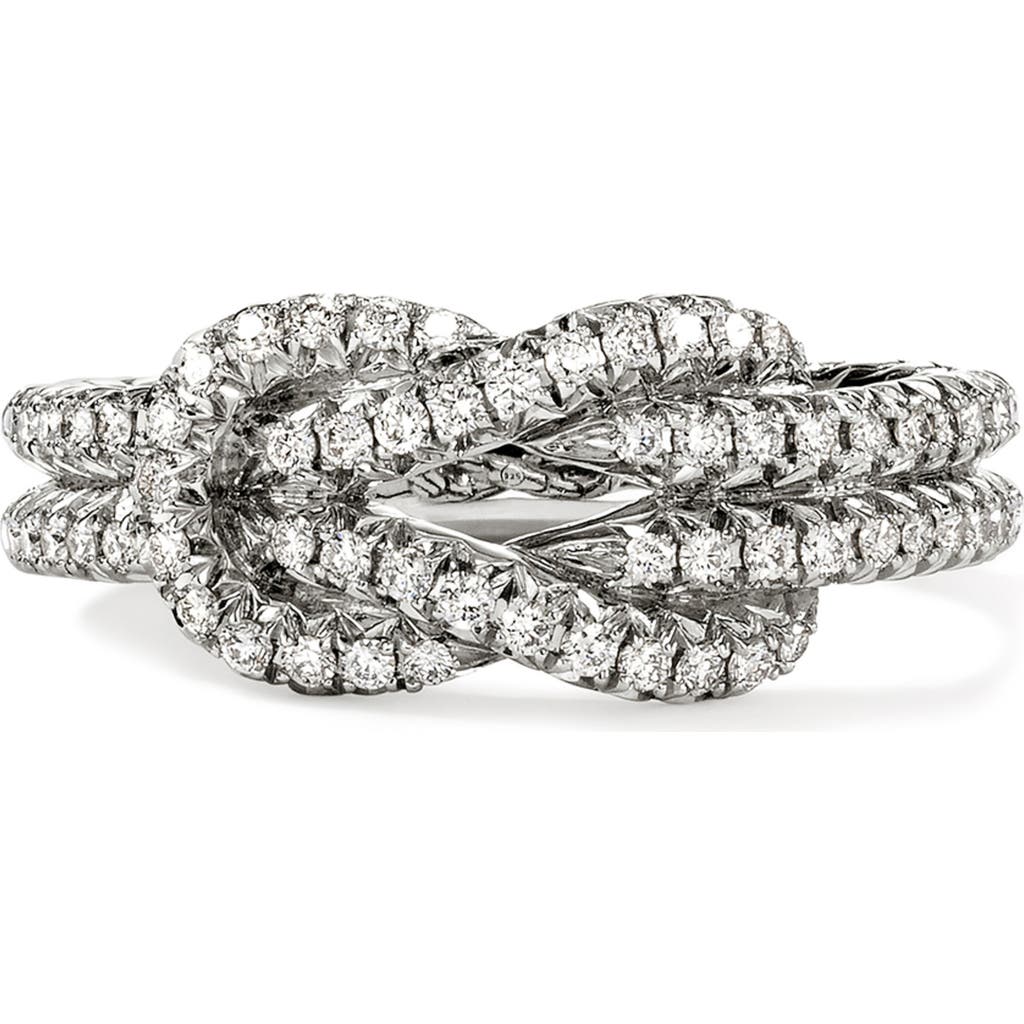 John Hardy Sterling Silver Love Knot Diamond Ring