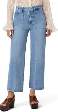 PAIGE Anessa Patch Pocket High Waist Ankle Wide Leg Jeans