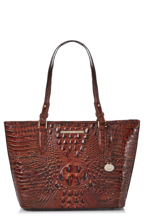 Medium Asher Croc Embossed Leather Tote