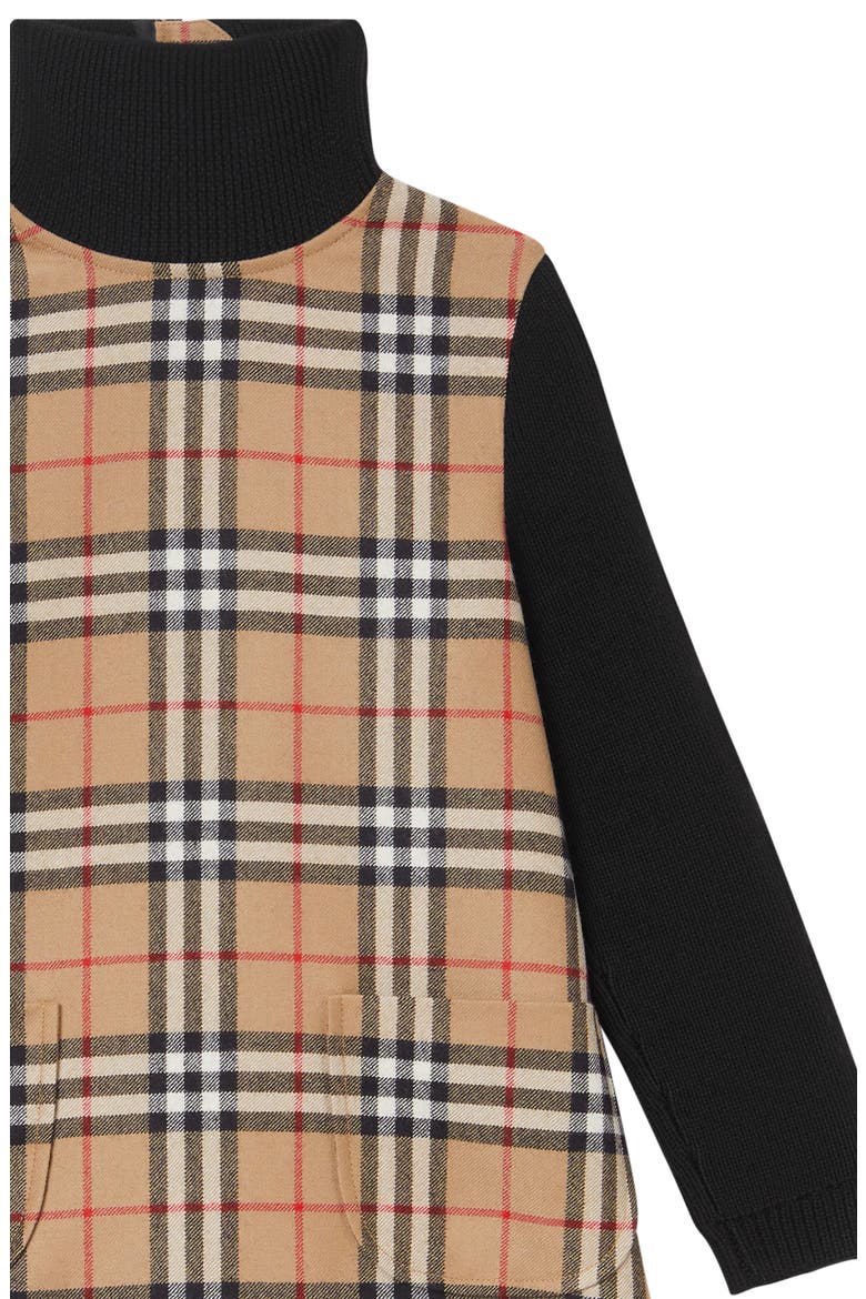 Adeline Check Turtleneck Long Sleeve Dress, Alternate, color, ARCHIVE BEIGE CHECK