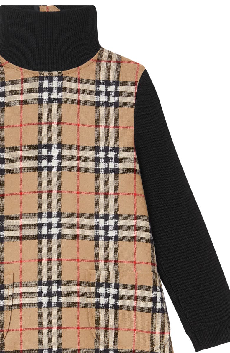 Burberry Adeline Check Turtleneck Long Sleeve Dress, Alternate, color, 