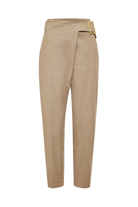 Overlay Detail Pants With Belt