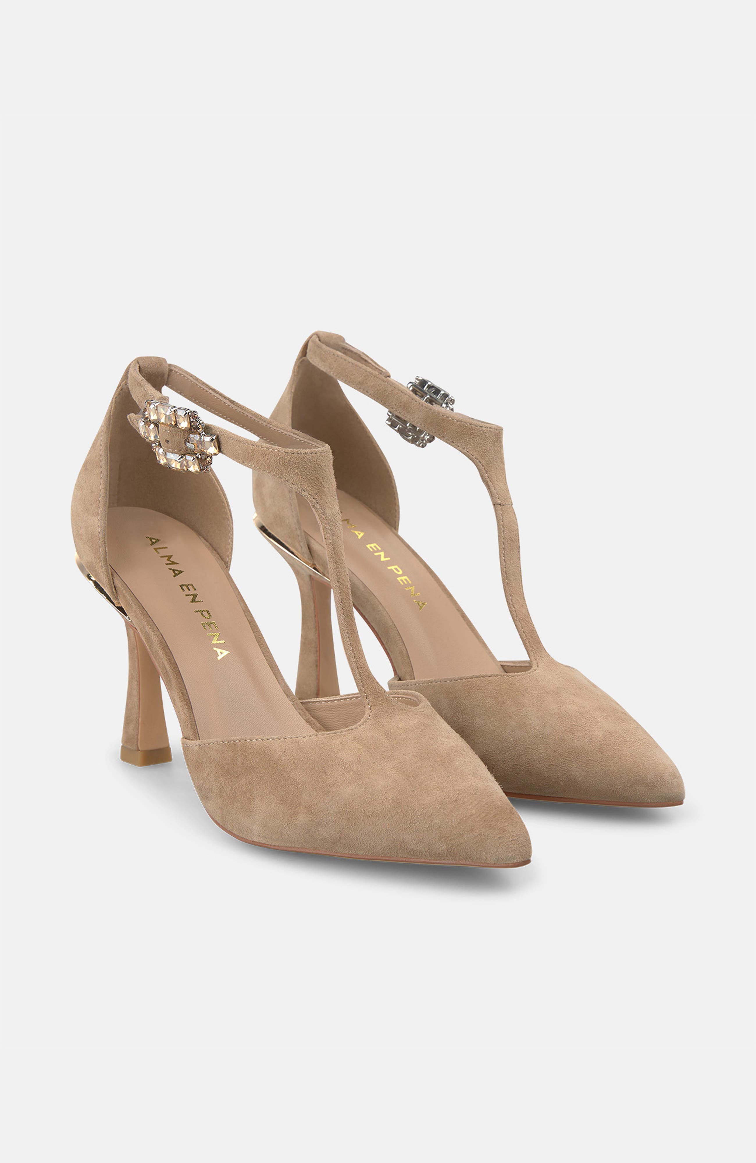 Pumps with Rhinestone Buckle, Alternate, color, Sand