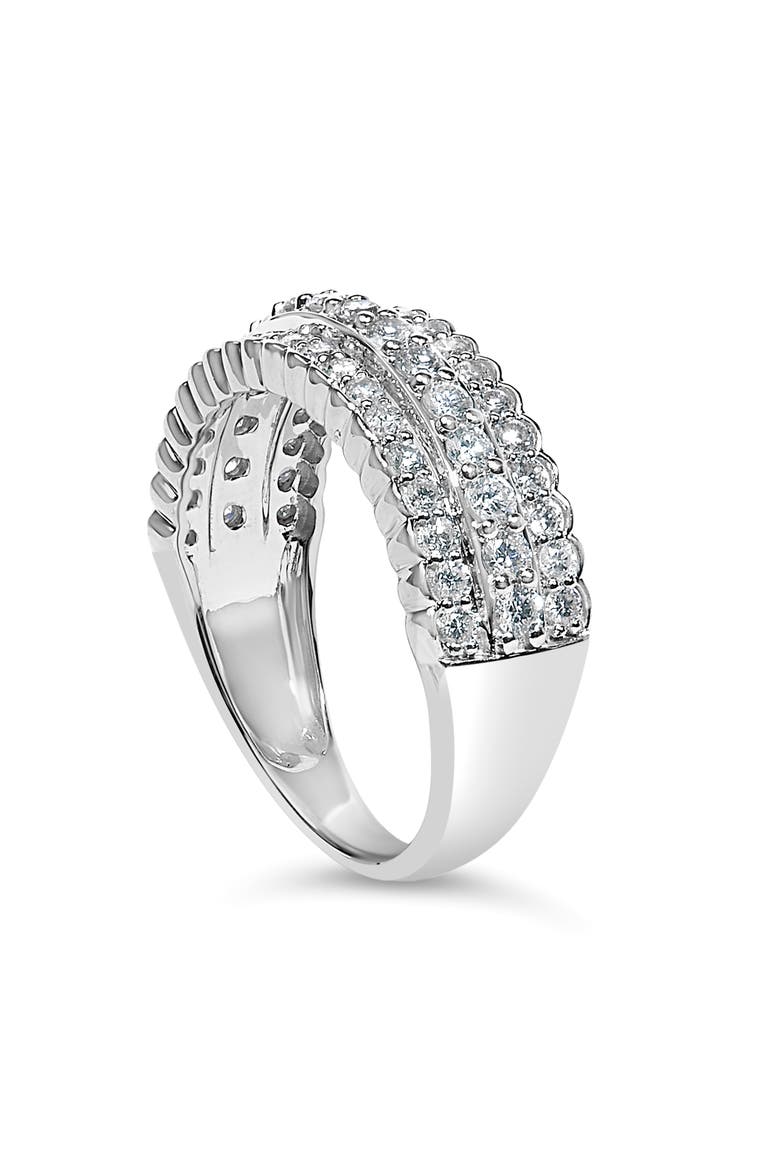 Silver 1.0 cttw Lab Grown Diamond 3 Row Band Ring, Alternate, color, White