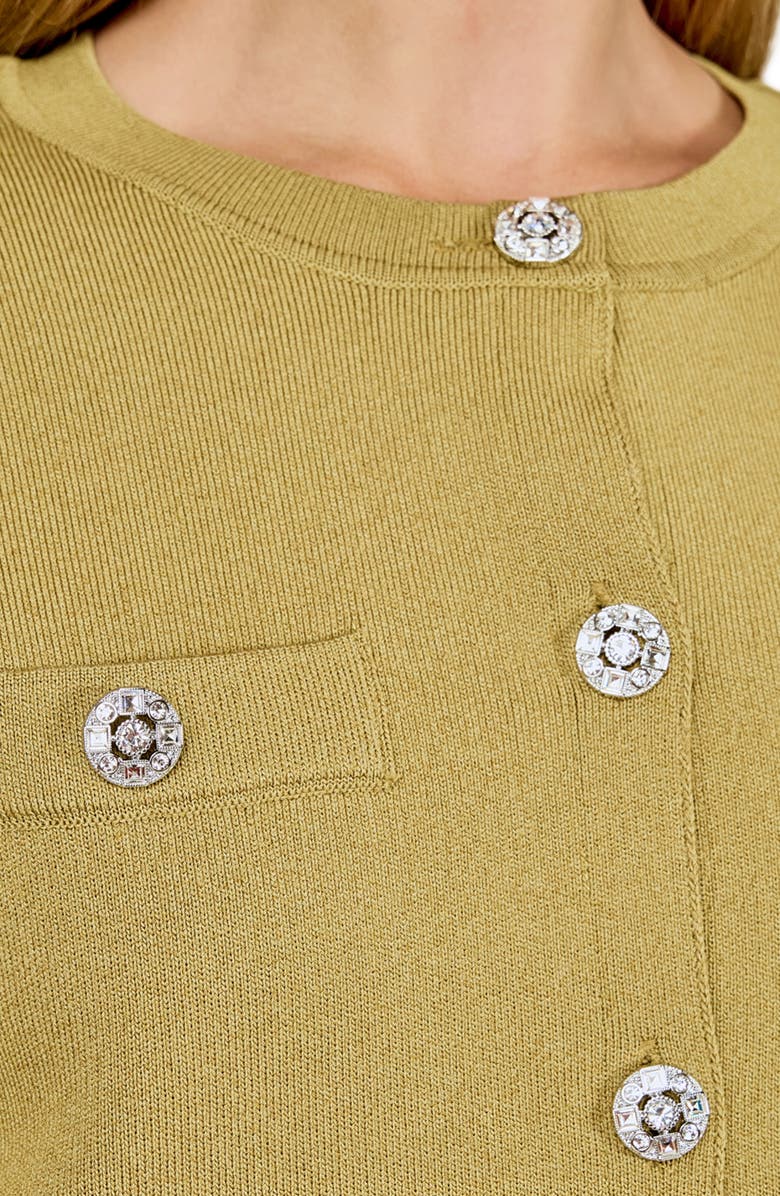 Endless Rose Rhinestone Cardigan, Alternate, color, Mustard Green