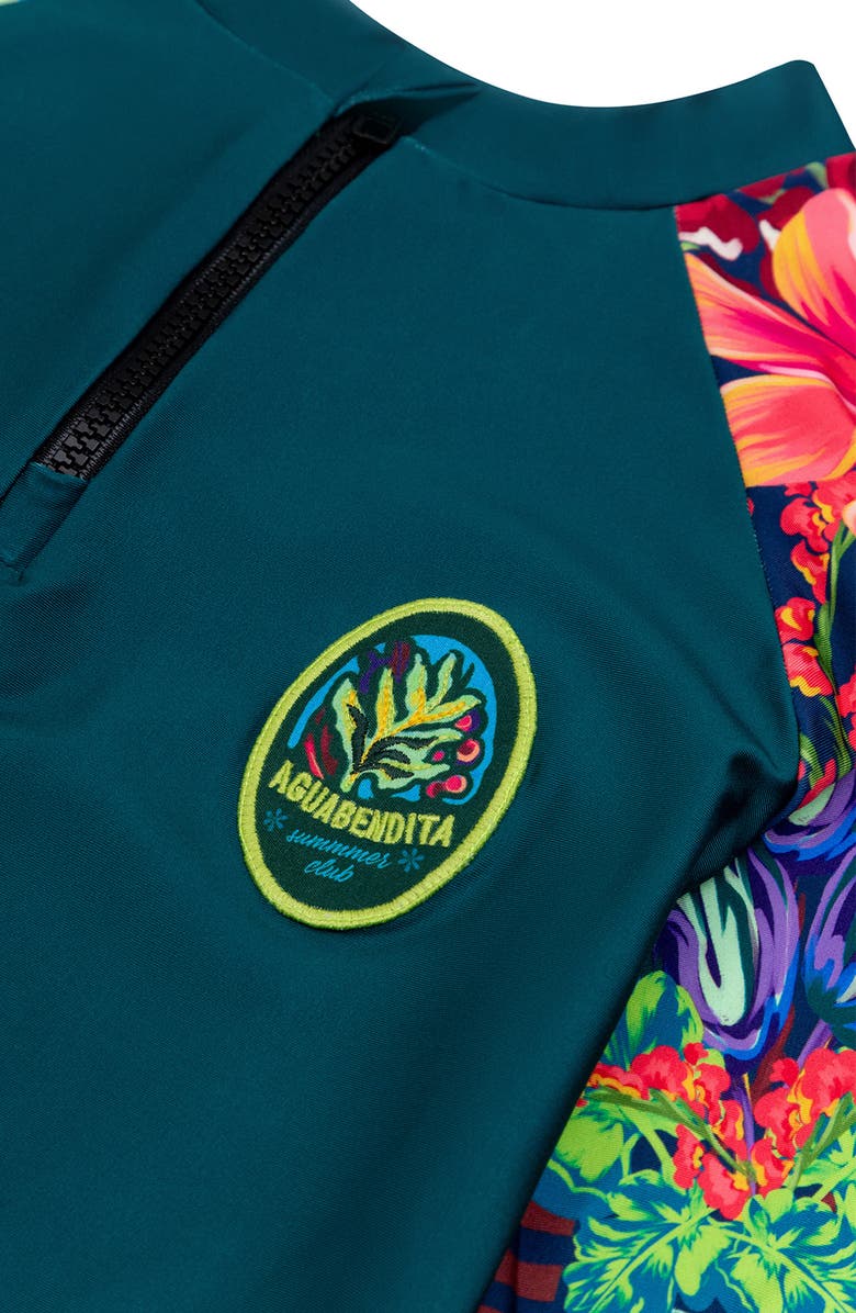 Agua Bendita Kids' Noah Citrus Long Sleeve Rashguard, Alternate, color, Green/ Blue Multi