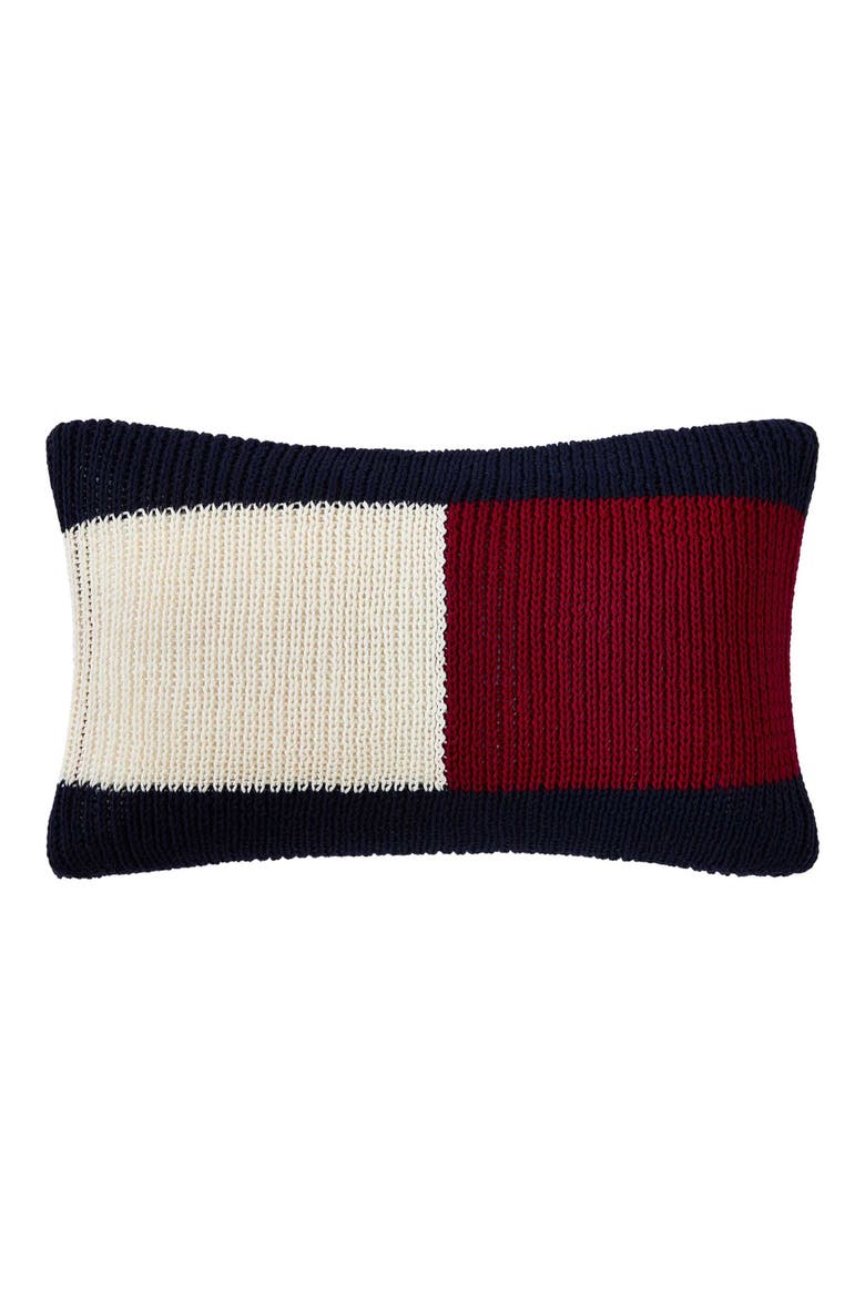 Flag Rib Knit Accent Pillow, Main, color, NAVY BLUE/ RED/ WHITE