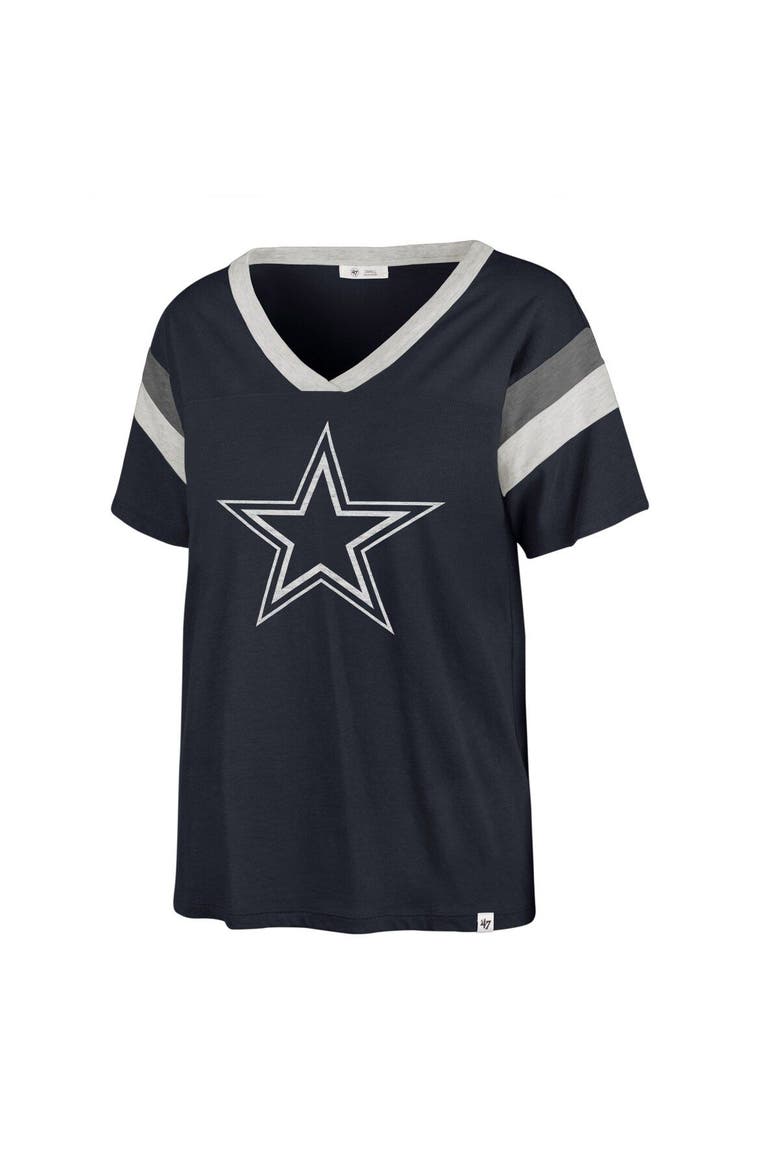 Women's '47 Navy Dallas Cowboys Phoenix V-Neck T-Shirt, Alternate, color, Navy