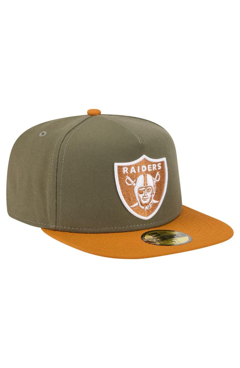 New Era Men's New Era  Olive/Brown Las Vegas Raiders Color Pack A-Frame 59FIFTY Fitted Hat, Alternate, color, 
