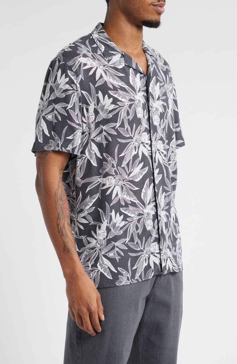 Open Edit Floral Camp Shirt, Alternate, color, Grey Fresh Botanical