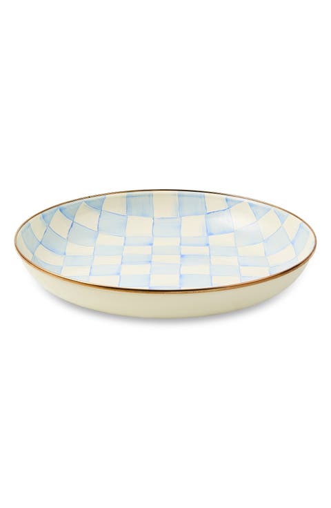 Sky Check Enameled Steel Abundant Bowl