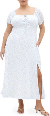 City Chic Serina Print Puff Sleeve Midi Dress