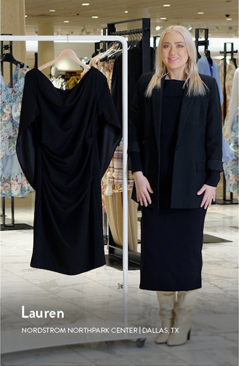 Drape Back Scuba Crepe Cocktail Dress, sales video thumbnail