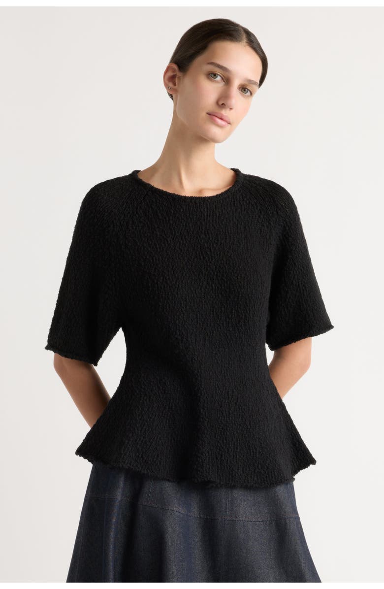 Modern Citizen Valetta Organic Cotton Sculpted Knit Top, Main, color, Black