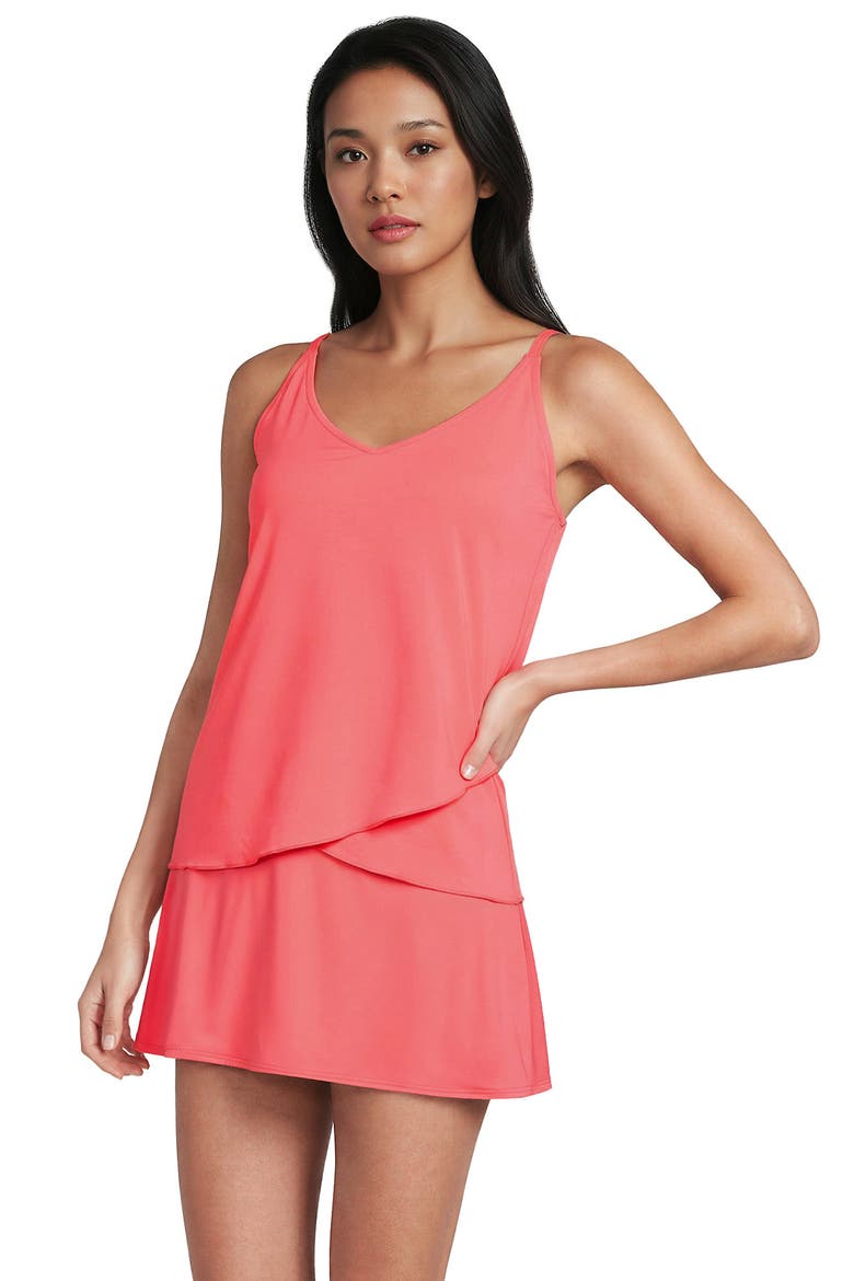 Tulip Hem Tankini Top, Main, color, Wood Lily
