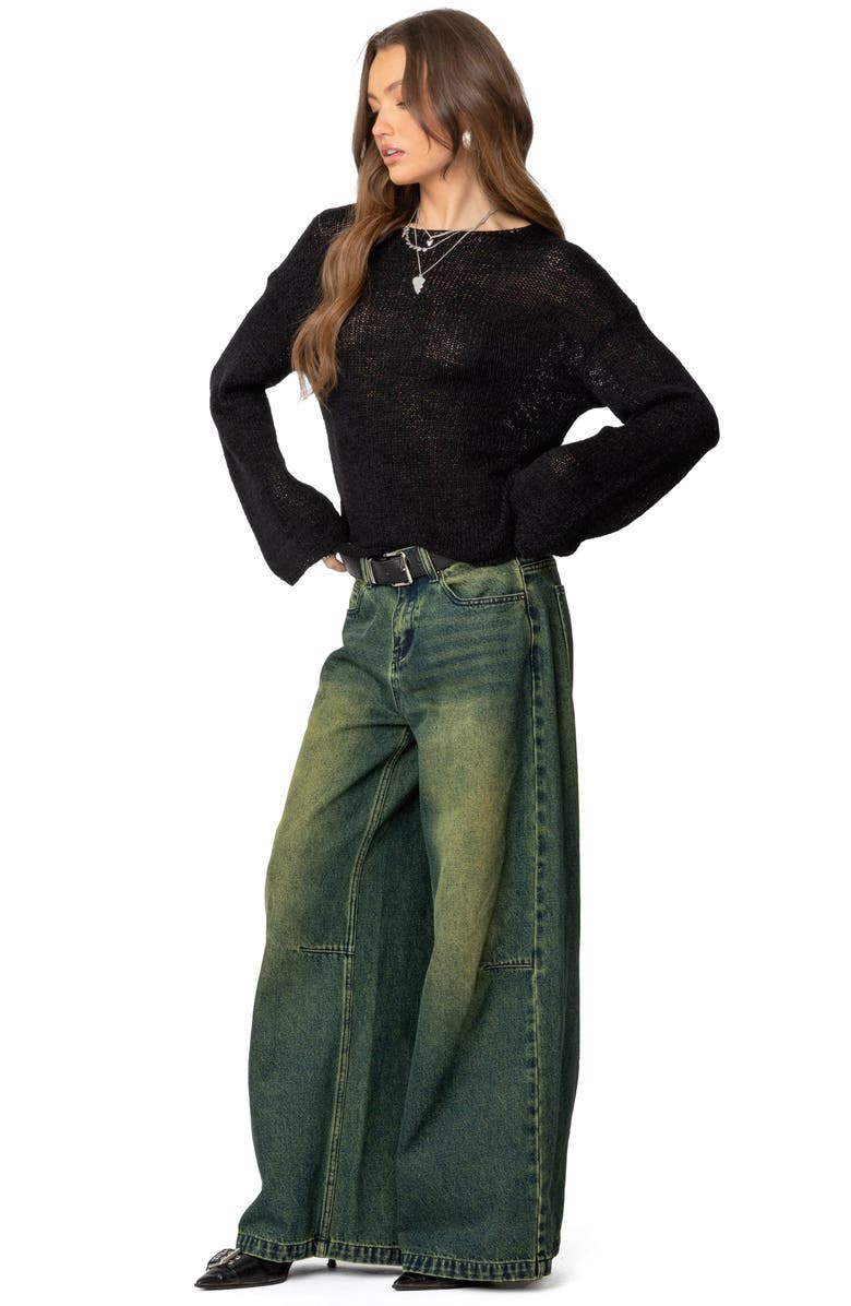 EDIKTED Shawn Tinted Low Rise Wide Leg Jeans, Alternate, color, Blue-Washed