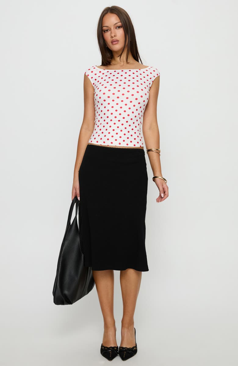 Princess Polly Cheirosa Boat Neck Top, Alternate, color, White / Red