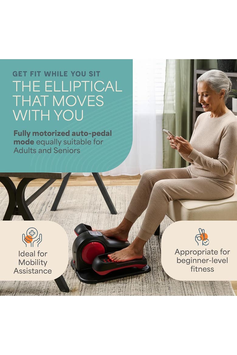 AutoGlide Under Desk Bike Pedal Exerciser Seated Pedal Exerciser for Home or Office, Alternate, color, with Red Light