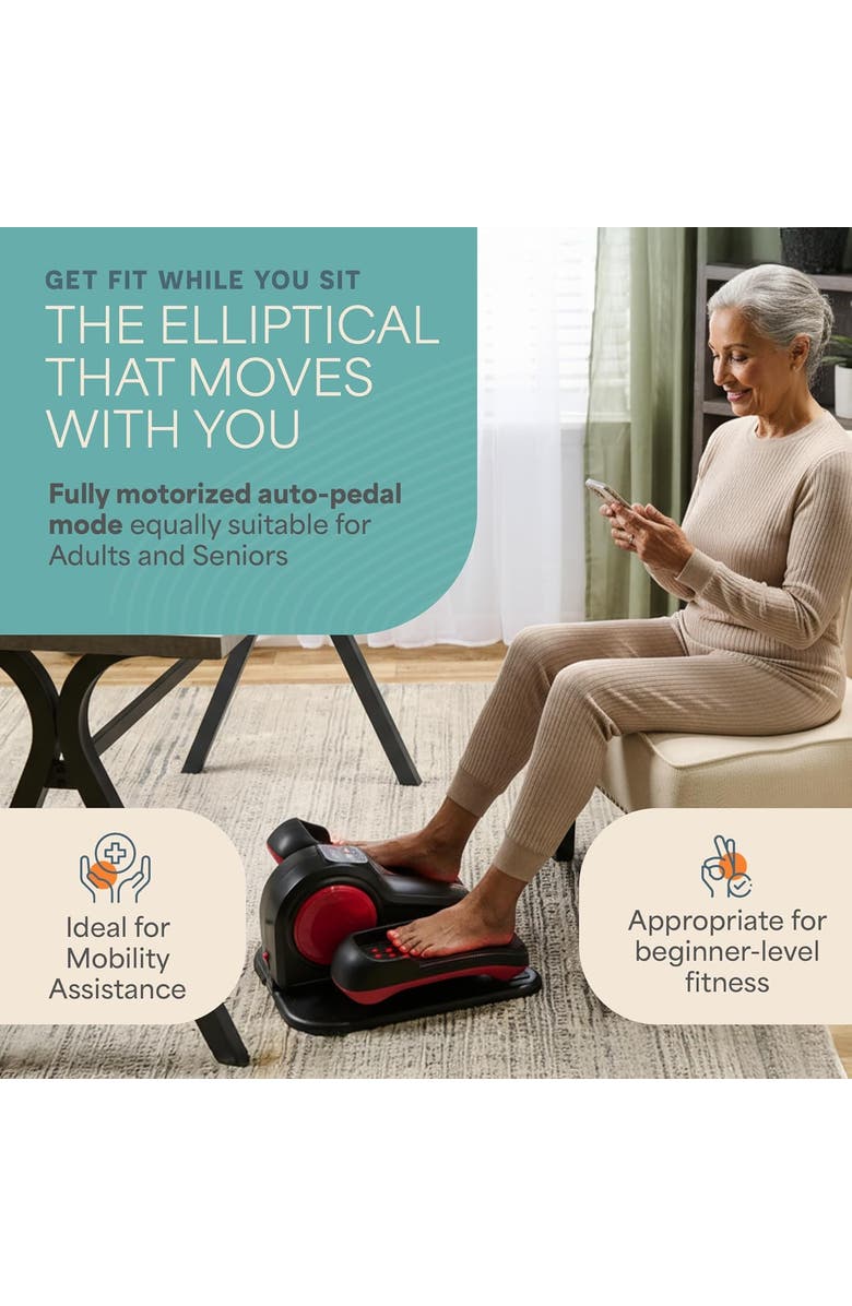 Lifepro AutoGlide Under Desk Bike Pedal Exerciser Seated Pedal Exerciser for Home or Office, Alternate, color, With Red Light