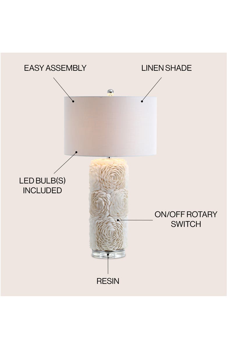 JONATHAN Y Rosette 28.5" Seashell/Resin/Crystal LED Table Lamp, Cream, Alternate, color, Cream