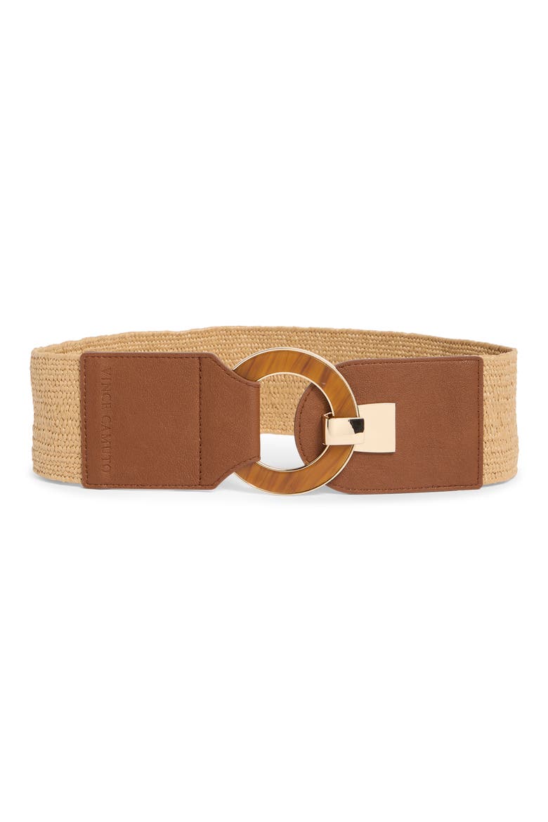 Resin Buckle Stretch Woven Belt, Main, color, COGNAC/ NATURAL