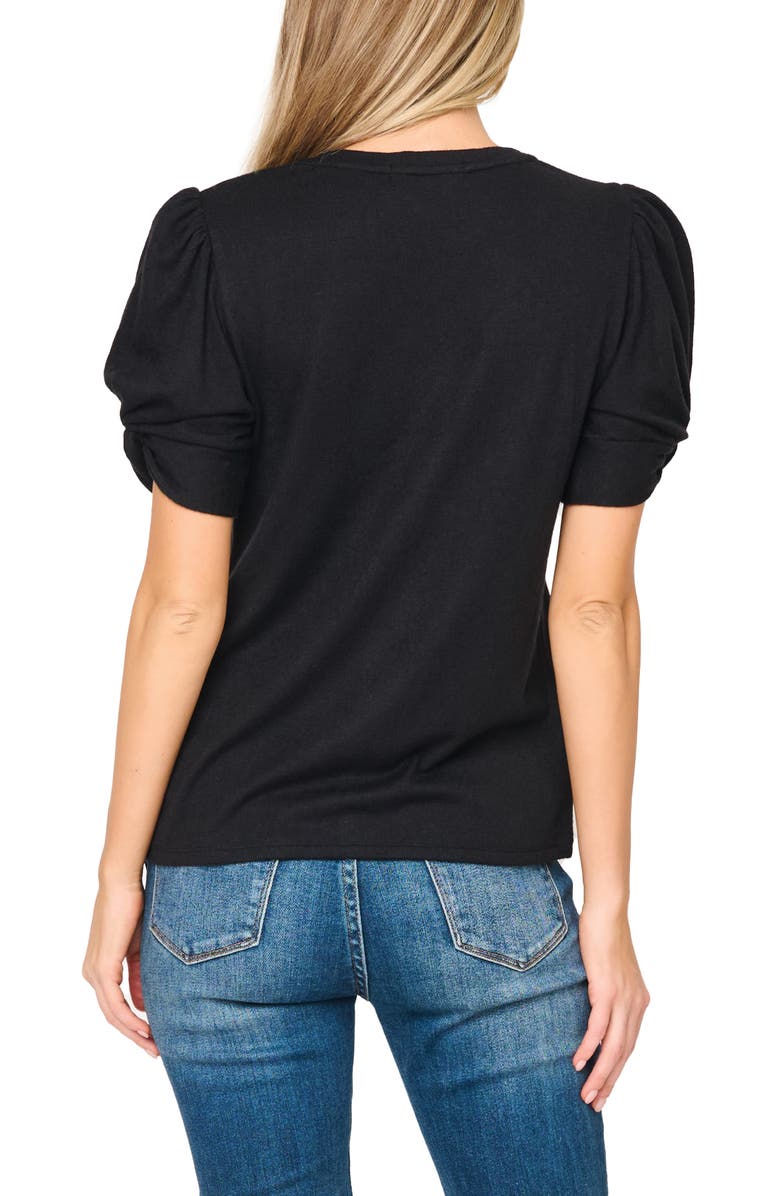 GIBSONLOOK Twist Puff Sleeve Luxe T-Shirt, Alternate, color, Black