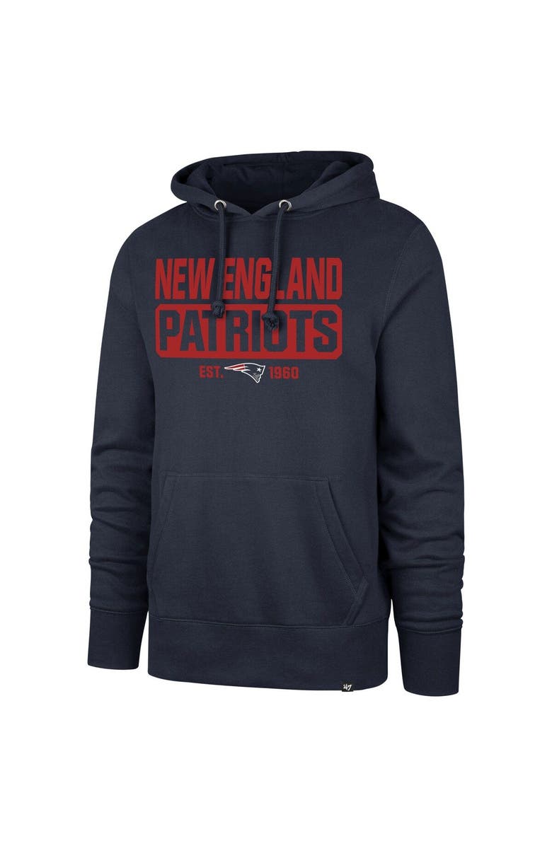 '47 Men's '47 Navy New England Patriots Box Out Headline Pullover Hoodie, Alternate, color,