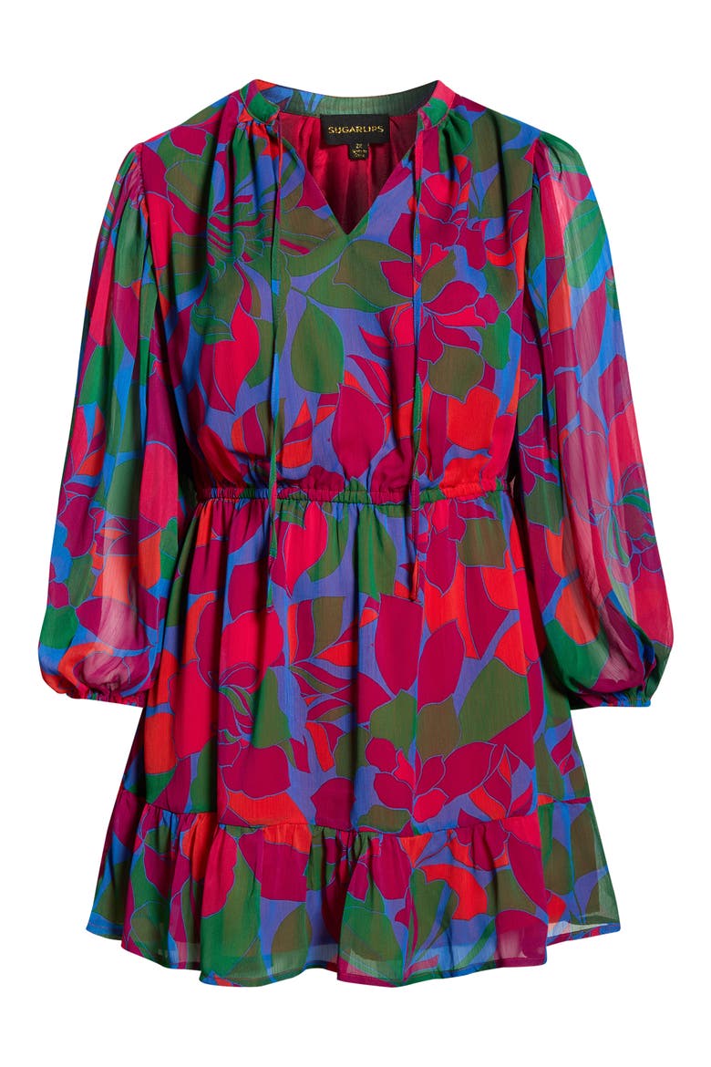 Kaeli Floral Print Long Sleeve Dress, Alternate, color, MAGENTA-BLUE-GREEN