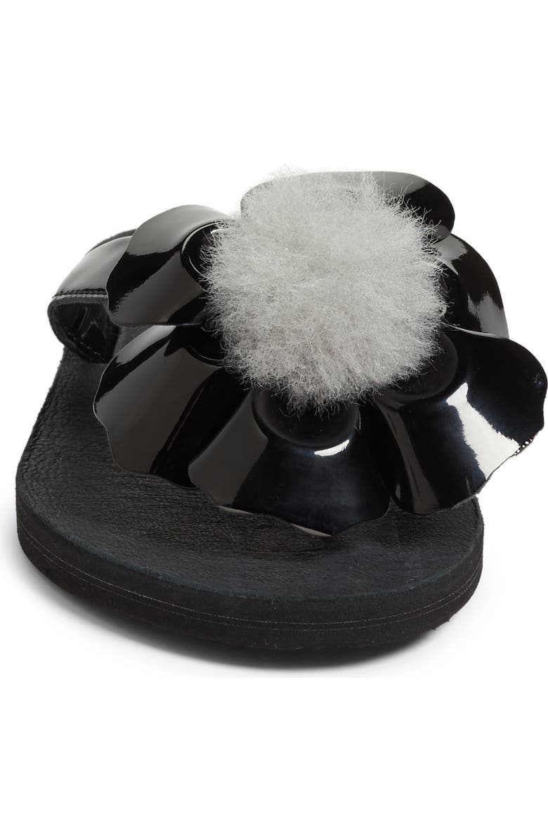 UGG<sup>®</sup> Poppy Genuine Shearling Pompom Flip Flop, Alternate, color,