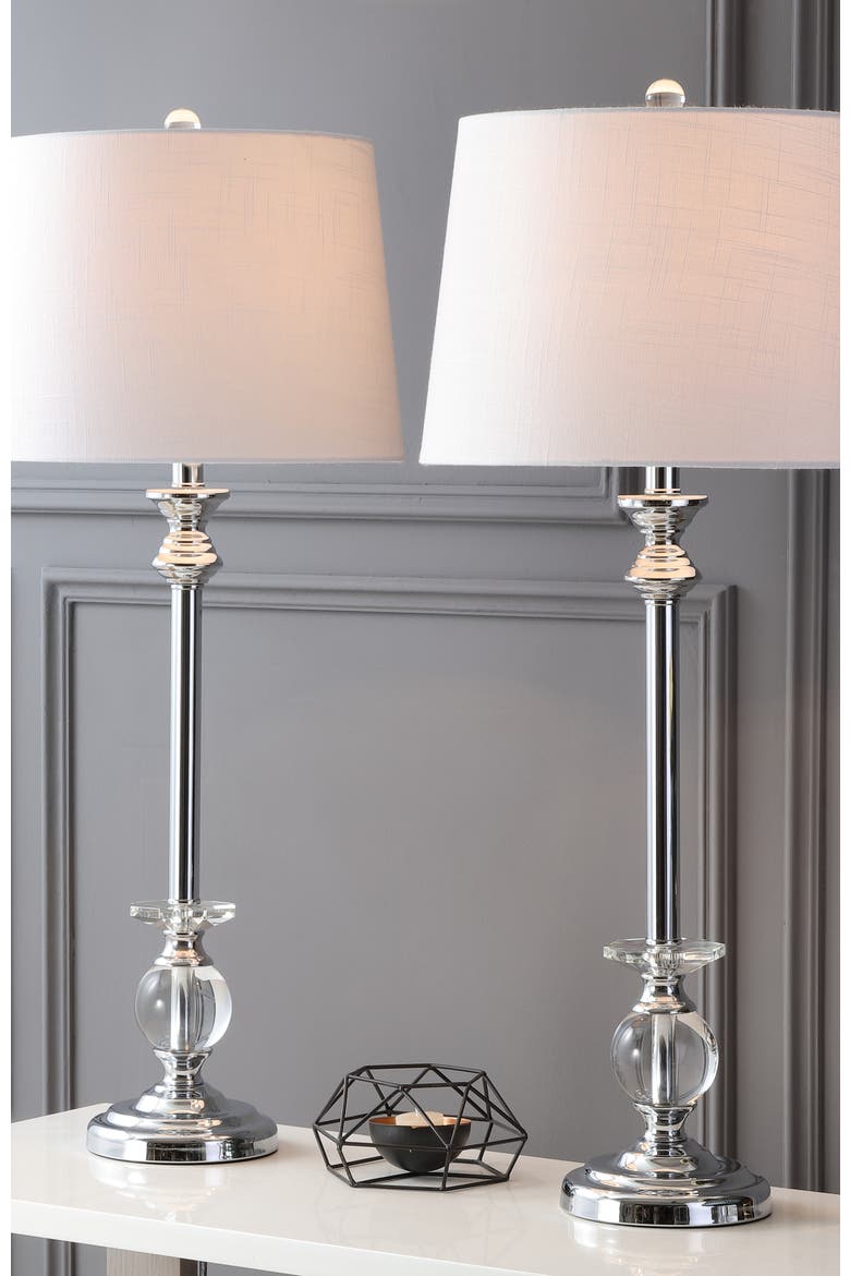 Elizabeth 33" Crystal/Metal LED Table Lamp, Clear/Chrome, Alternate, color, Clear/Chrome