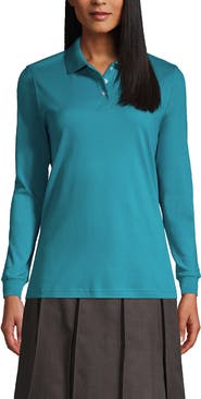 Lands' End School Uniform  Long Sleeve Interlock Polo Shirt