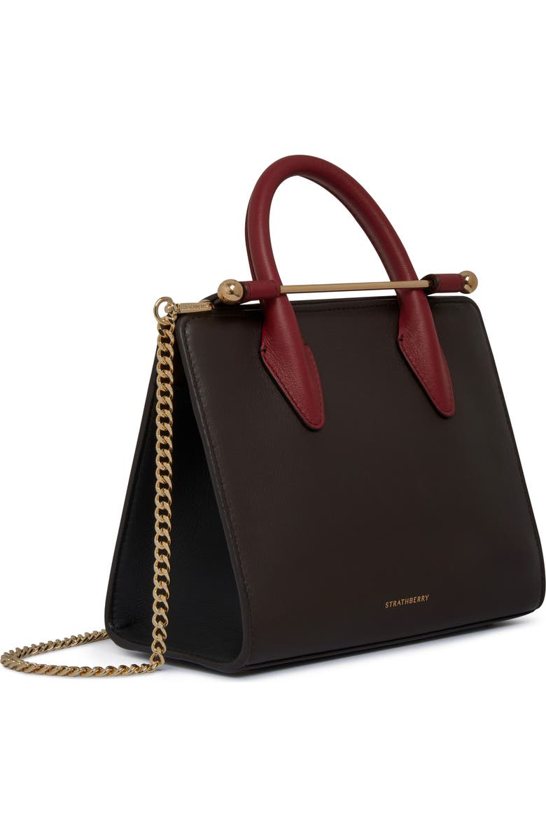 Strathberry Mini Colorblock Leather Tote, Alternate, color, Espresso/ Oxblood/ Black