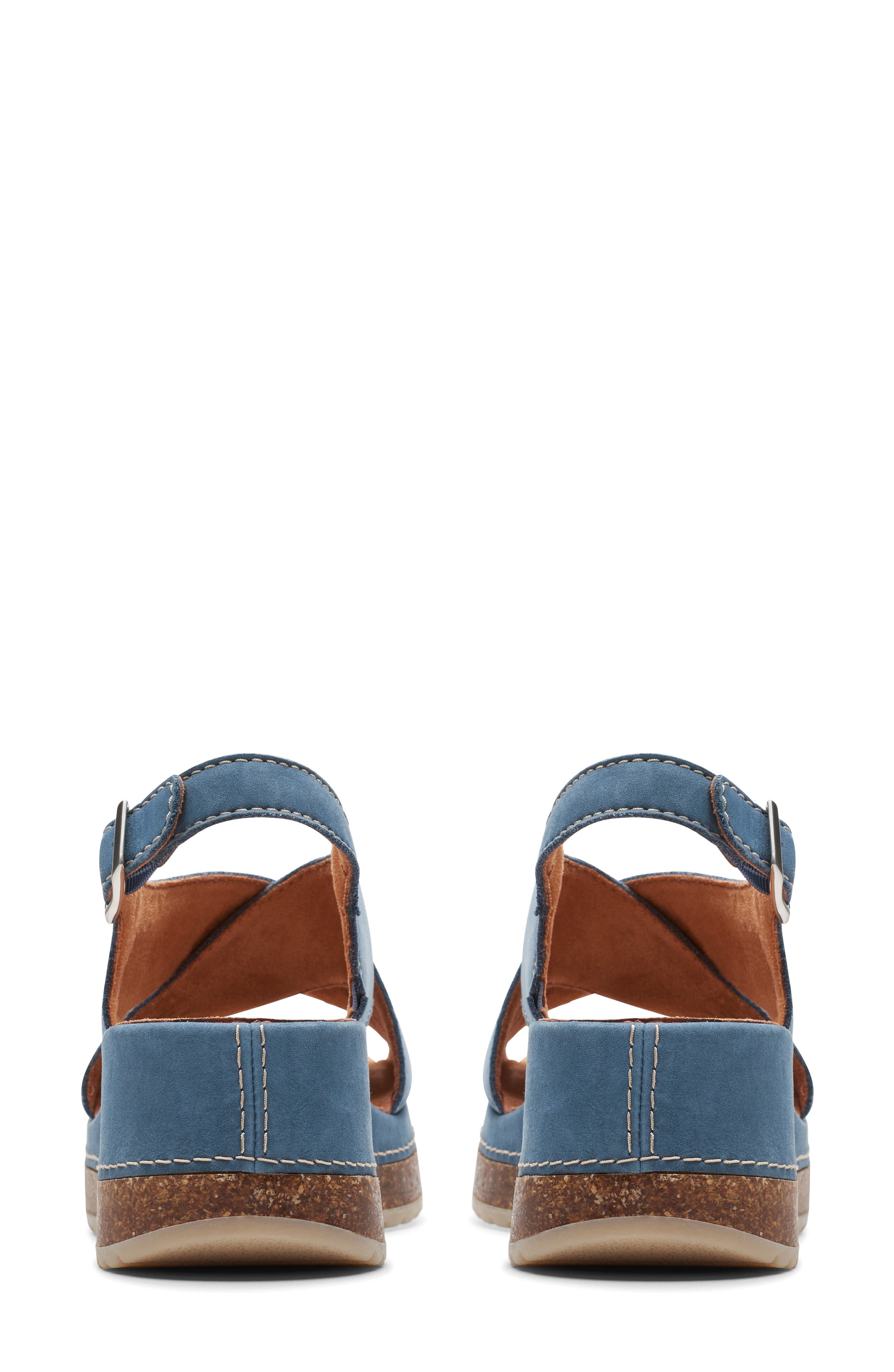 Clarks<sup>®</sup> Kassanda Step Wedge Sandal, Alternate, color, Blue Nubuck