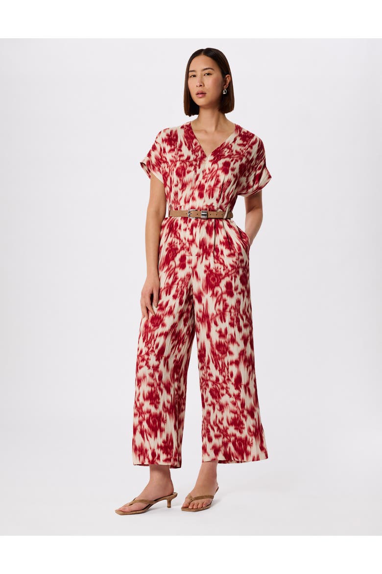 Blurred Floral Tie Jumpsuit, Main, color, Red/Multi