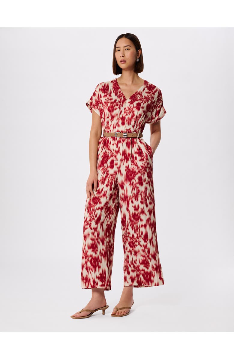 Whistles Blurred Floral Tie Jumpsuit, Main, color, Red/Multi