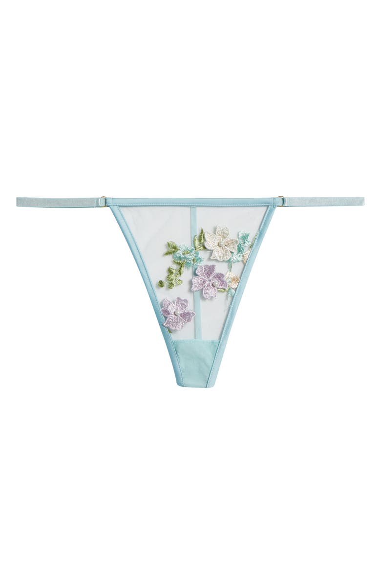KILO BRAVA Floral Embroidered G-String, Alternate, color, Powder Blue Multi