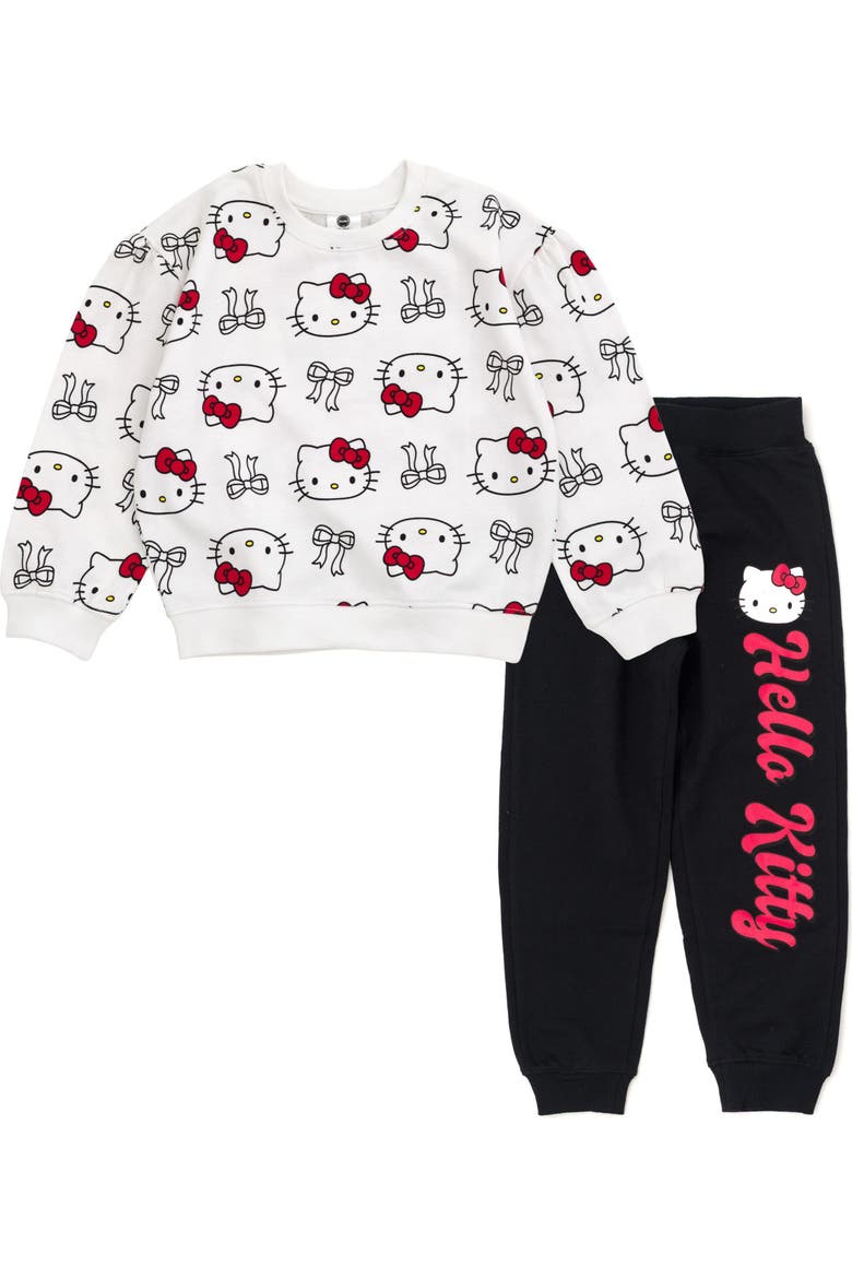 Fleece 2-Piece Sweatshirt and Pants Set, Main, color, Hello Kitty White Red